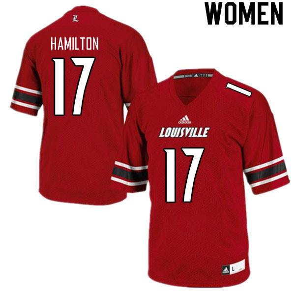 Women #17 Jackson Hamilton Louisville Cardinals College Football Jerseys Sale-Red - Click Image to Close